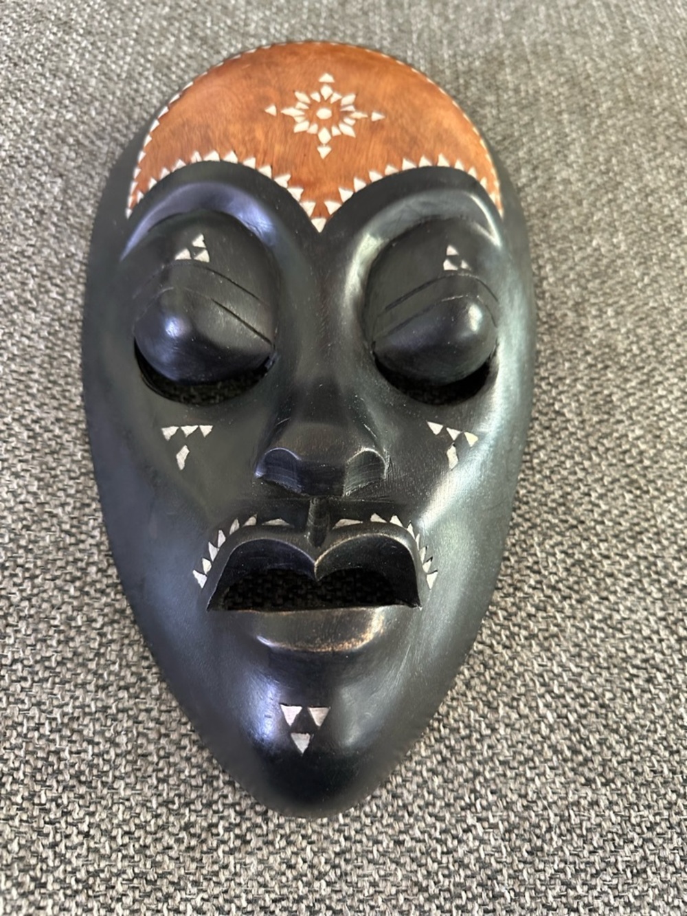 Hand-Carved Indonesian inspired Mask - Black & Brown Decorative Wall Mask